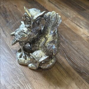 Silver Painted Owl Sculpture